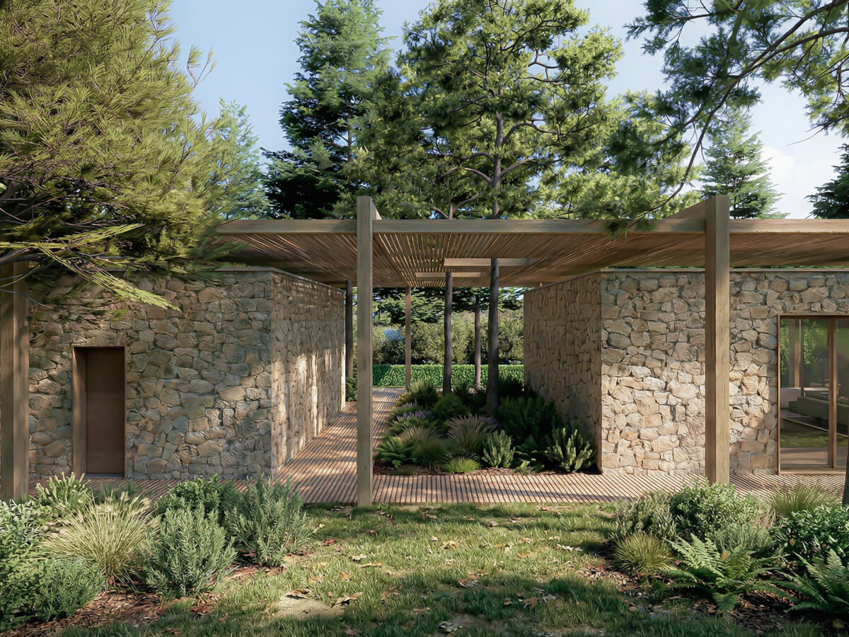Maison C à Saint-Cyr-sur-Mer - Vue extérieure du passage entre modules